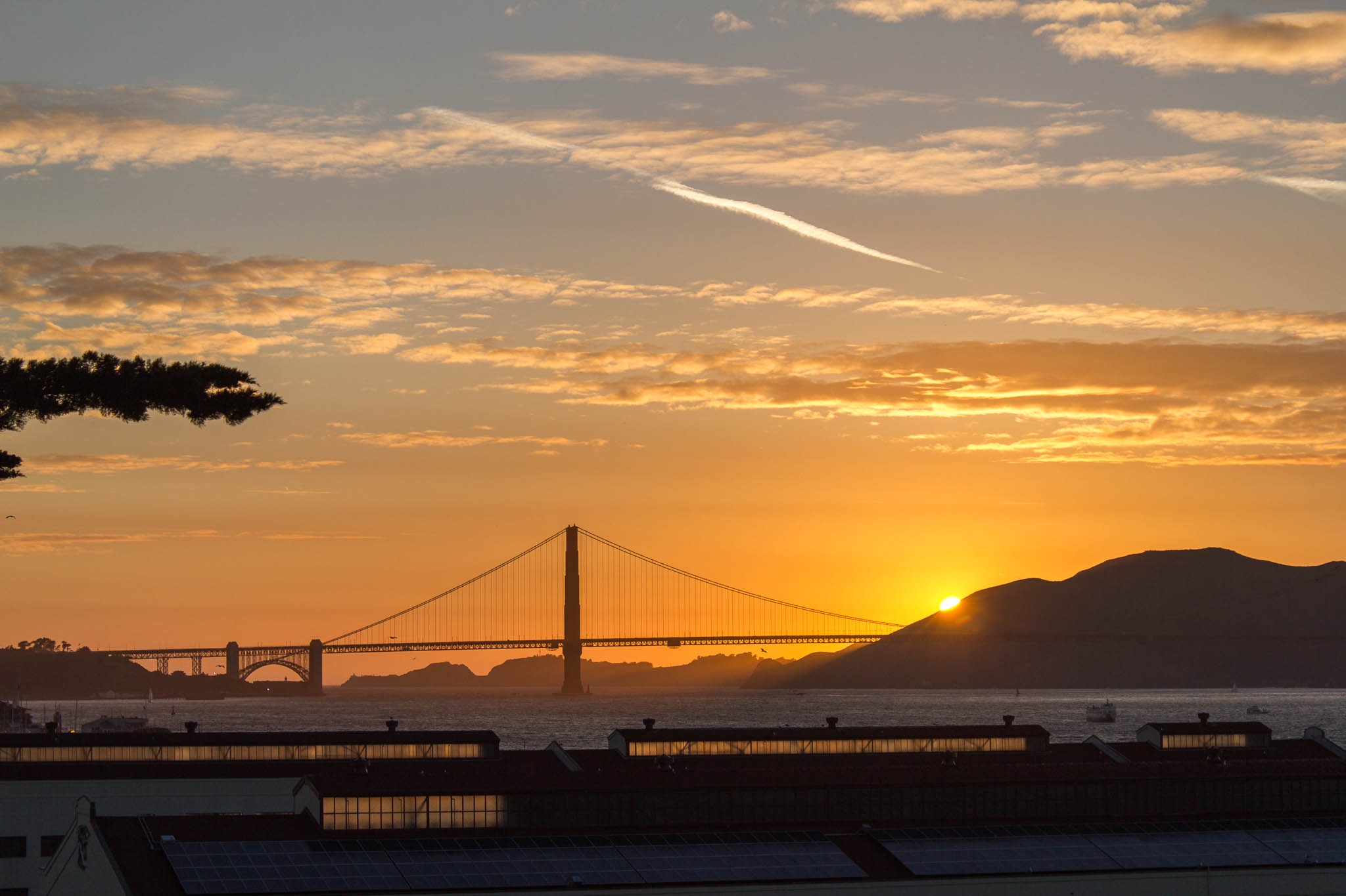 Sunset and Golden Gate bridge