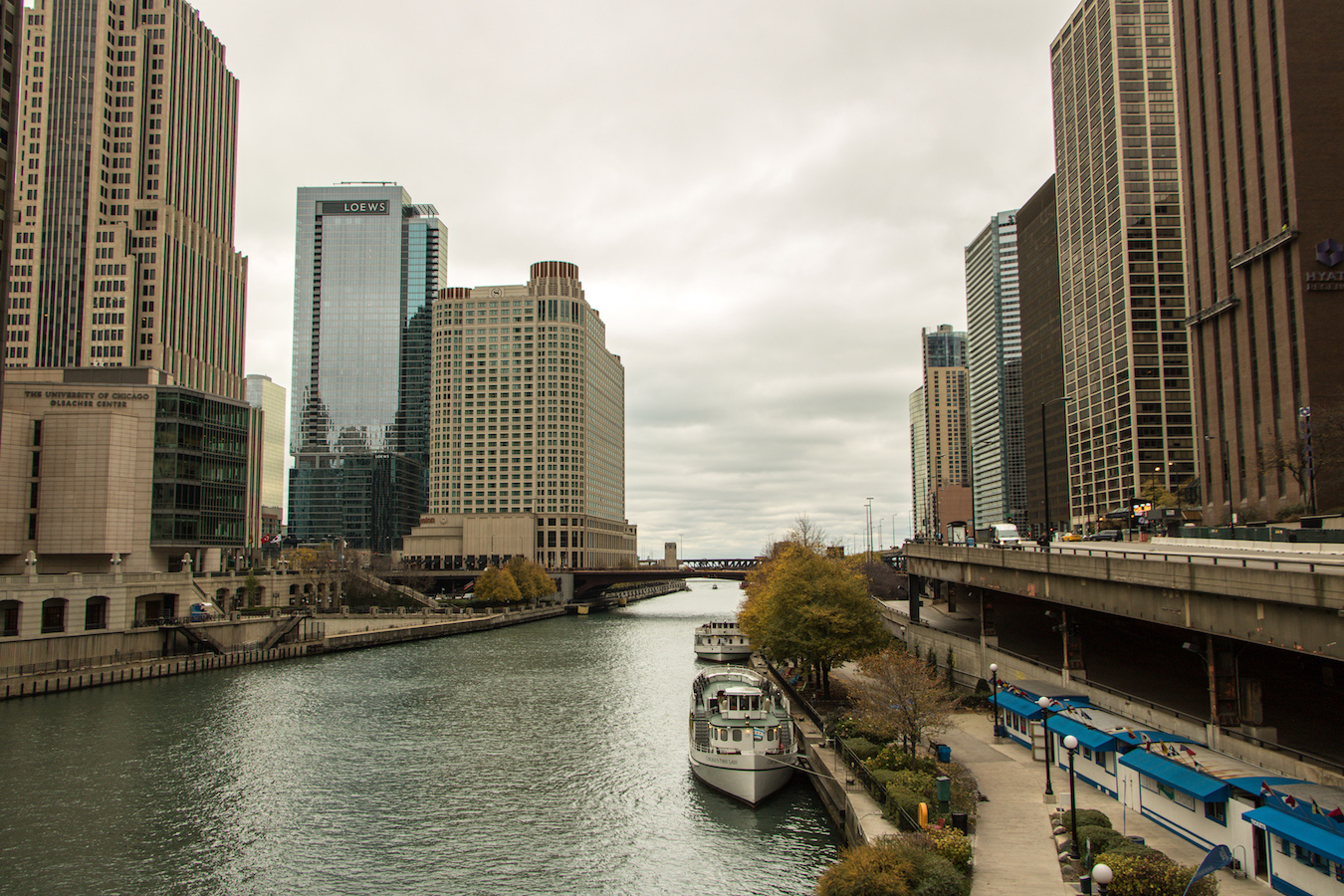 View to the east at the Chicago river